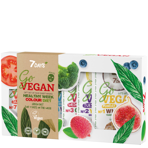 GO VEGAN Gift set of face masks with window HEALTHY WEEK COLOUR DIET