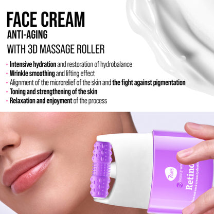 Face cream 3D massager, anti-age and lifting, Retinol & Hyaluronic Acid 80 ML