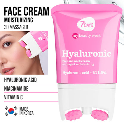 Face cream 3D massager, anti-age and moisturizing, Hyaluronic 80 ML