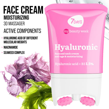 Face cream 3D massager, anti-age and moisturizing, Hyaluronic 80 ML