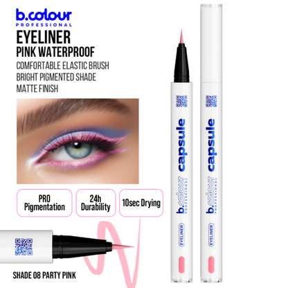 Waterproof eyeliner / 08 Party pink, B.COLOUR PROFESSIONAL CAPSULE, 0,5 g