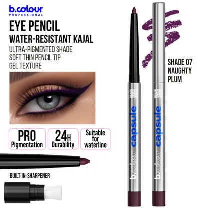 Automatic kajal eye pencil / 07 Naughty plum, B.COLOUR PROFESSIONAL CAPSULE, 0,25 g