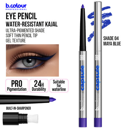 Automatic kajal eye pencil / 04 Maya blue, B.COLOUR PROFESSIONAL CAPSULE, 0,25 g