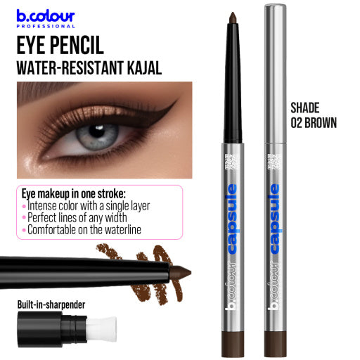 Automatic kajal eye pencil / 02 Brown, B.COLOUR PROFESSIONAL CAPSULE, 0,25 g